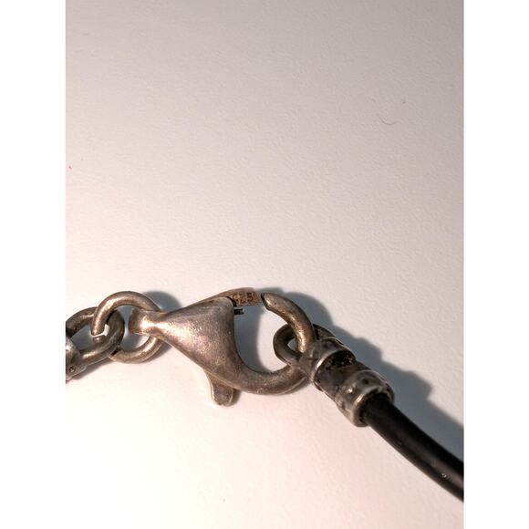 925 Corded Square AB Crystal Beaded 15.5" Choker Necklace - Picture 7 of 9